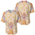 Hawaii Peach Palaka Baseball Jersey With Tapa Pattern Tropical Flowers - Polynesian Pride
