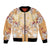 Hawaii Peach Palaka Bomber Jacket With Tapa Pattern Tropical Flowers - Polynesian Pride