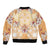 Hawaii Peach Palaka Bomber Jacket With Tapa Pattern Tropical Flowers - Polynesian Pride