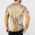Hawaii Peach Palaka Button Sweatshirt With Tapa Pattern Tropical Flowers - Polynesian Pride