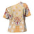 Hawaii Peach Palaka Cross Shoulder Shirt With Tapa Pattern Tropical Flowers - Polynesian Pride