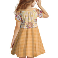 Hawaii Peach Palaka Family Matching Off Shoulder Maxi Dress and Hawaiian Shirt With Tapa Pattern Tropical Flowers - Polynesian Pride