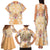 Hawaii Peach Palaka Family Matching Tank Maxi Dress and Hawaiian Shirt With Tapa Pattern Tropical Flowers - Polynesian Pride