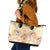 Hawaii Peach Palaka Leather Tote Bag With Tapa Pattern Tropical Flowers - Polynesian Pride
