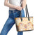 Hawaii Peach Palaka Leather Tote Bag With Tapa Pattern Tropical Flowers - Polynesian Pride