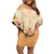 Hawaii Peach Palaka Off Shoulder Short Dress With Tapa Pattern Tropical Flowers - Polynesian Pride