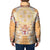Hawaii Peach Palaka Padded Jacket With Tapa Pattern Tropical Flowers - Polynesian Pride