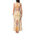 Hawaii Peach Palaka Tank Maxi Dress With Tapa Pattern Tropical Flowers - Polynesian Pride