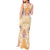 Hawaii Peach Palaka Tank Maxi Dress With Tapa Pattern Tropical Flowers - Polynesian Pride