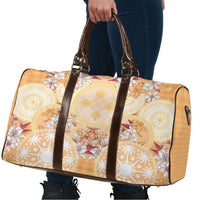 Hawaii Peach Palaka Travel Bag With Tapa Pattern Tropical Flowers - Polynesian Pride
