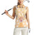 Hawaii Peach Palaka Women Sleeveless Polo Shirt With Tapa Pattern Tropical Flowers - Polynesian Pride