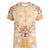 Hawaii Peach Palaka Women V-Neck T-Shirt With Tapa Pattern Tropical Flowers - Polynesian Pride