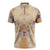 Hawaii Peach Palaka Zipper Polo Shirt With Tapa Pattern Tropical Flowers - Polynesian Pride