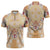 Hawaii Peach Palaka Zipper Polo Shirt With Tapa Pattern Tropical Flowers - Polynesian Pride