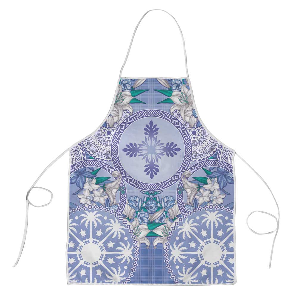 Hawaii Violet Palaka Apron With Tapa Pattern Tropical Flowers - Polynesian Pride