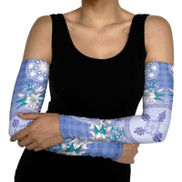 Hawaii Violet Palaka Arm Sleeves With Tapa Pattern Tropical Flowers - Polynesian Pride