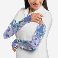 Hawaii Violet Palaka Arm Sleeves With Tapa Pattern Tropical Flowers - Polynesian Pride