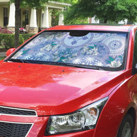 Hawaii Violet Palaka Auto Sun Shade With Tapa Pattern Tropical Flowers - Polynesian Pride