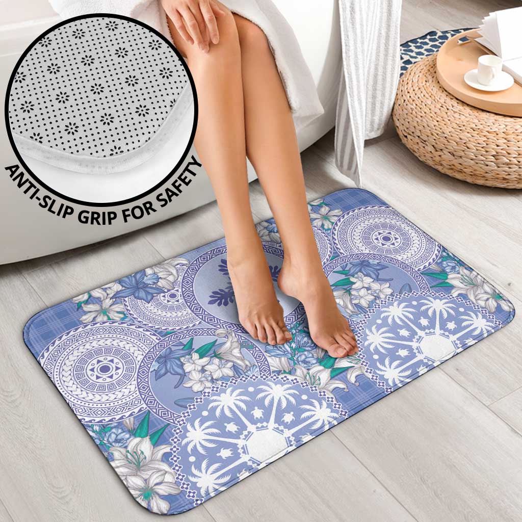 Hawaii Violet Palaka Bathroom Set With Tapa Pattern Tropical Flowers - Polynesian Pride