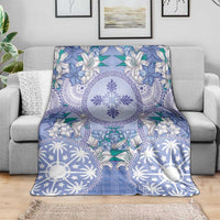 Hawaii Violet Palaka Blanket With Tapa Pattern Tropical Flowers - Polynesian Pride