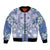 Hawaii Violet Palaka Bomber Jacket With Tapa Pattern Tropical Flowers - Polynesian Pride