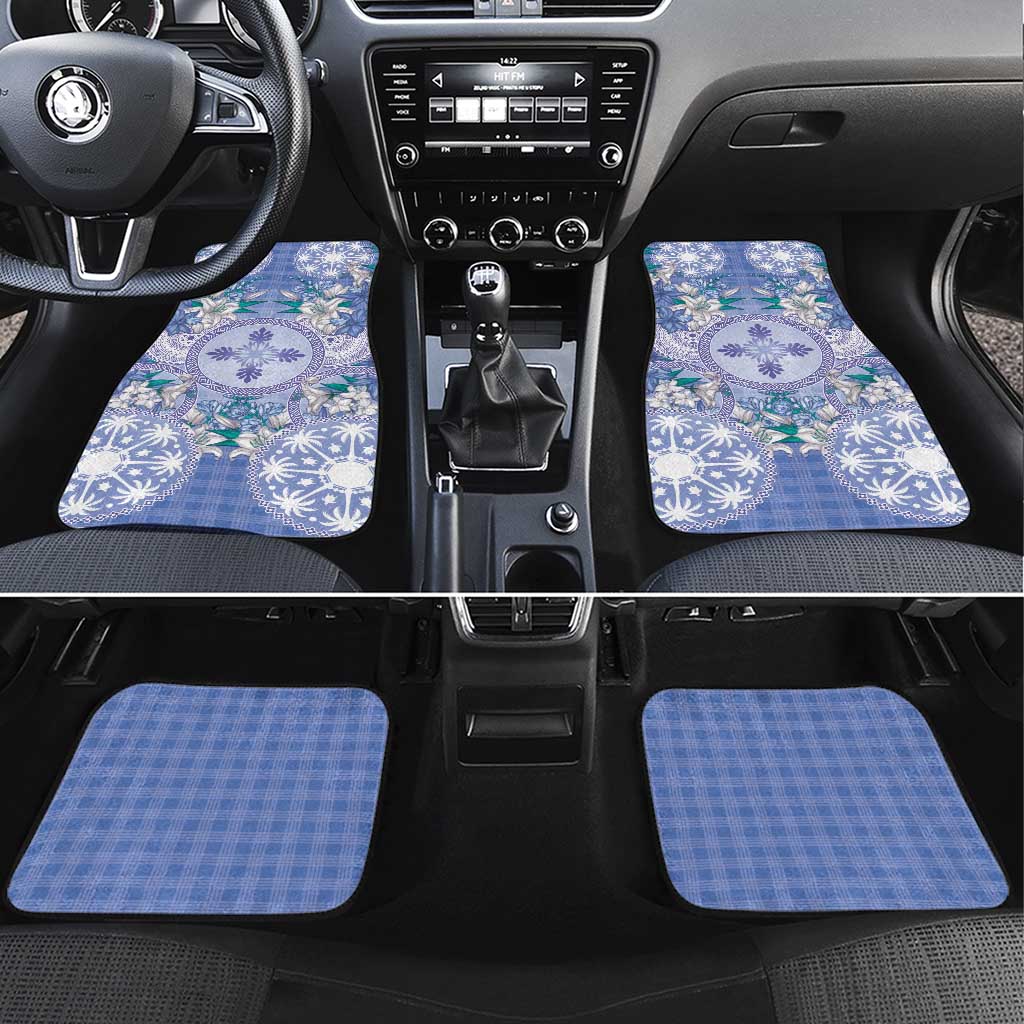 Hawaii Violet Palaka Car Mats With Tapa Pattern Tropical Flowers - Polynesian Pride