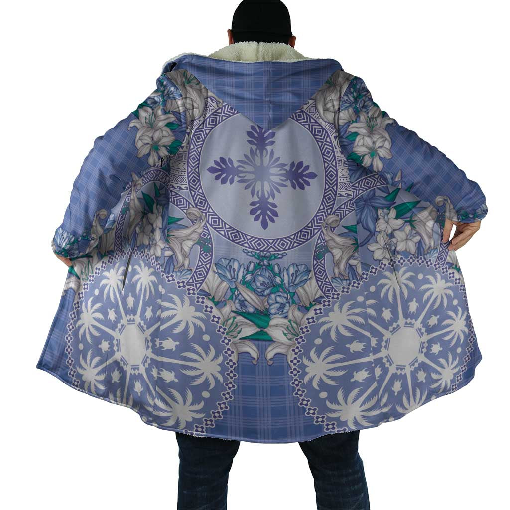 Hawaii Violet Palaka Cloak With Tapa Pattern Tropical Flowers - Polynesian Pride