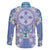 Hawaii Violet Palaka Family Matching Long Sleeve Bodycon Dress and Hawaiian Shirt With Tapa Pattern Tropical Flowers - Polynesian Pride