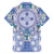 Hawaii Violet Palaka Family Matching Off The Shoulder Long Sleeve Dress and Hawaiian Shirt With Tapa Pattern Tropical Flowers - Polynesian Pride