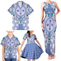 Hawaii Violet Palaka Family Matching Tank Maxi Dress and Hawaiian Shirt With Tapa Pattern Tropical Flowers - Polynesian Pride