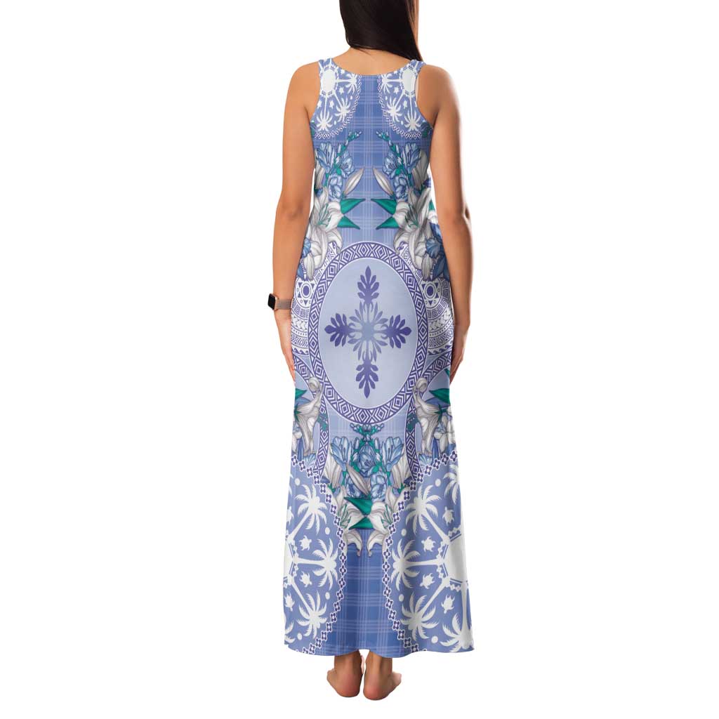 Hawaii Violet Palaka Family Matching Tank Maxi Dress and Hawaiian Shirt With Tapa Pattern Tropical Flowers - Polynesian Pride