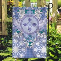 Hawaii Violet Palaka Garden Flag With Tapa Pattern Tropical Flowers - Polynesian Pride