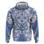 Hawaii Violet Palaka Hoodie With Tapa Pattern Tropical Flowers - Polynesian Pride