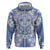 Hawaii Violet Palaka Hoodie With Tapa Pattern Tropical Flowers - Polynesian Pride