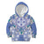Hawaii Violet Palaka Kid Hoodie With Tapa Pattern Tropical Flowers - Polynesian Pride