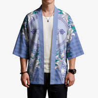 Hawaii Violet Palaka Kimono With Tapa Pattern Tropical Flowers - Polynesian Pride