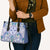Hawaii Violet Palaka Leather Bag With Tapa Pattern Tropical Flowers - Polynesian Pride