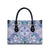 Hawaii Violet Palaka Leather Bag With Tapa Pattern Tropical Flowers - Polynesian Pride