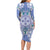 Hawaii Violet Palaka Long Sleeve Bodycon Dress With Tapa Pattern Tropical Flowers - Polynesian Pride
