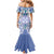 Hawaii Violet Palaka Mermaid Dress With Tapa Pattern Tropical Flowers - Polynesian Pride