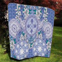 Hawaii Violet Palaka Quilt With Tapa Pattern Tropical Flowers - Polynesian Pride