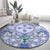 Hawaii Violet Palaka Round Carpet With Tapa Pattern Tropical Flowers - Polynesian Pride