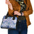 Hawaii Violet Palaka Shoulder Handbag With Tapa Pattern Tropical Flowers - Polynesian Pride
