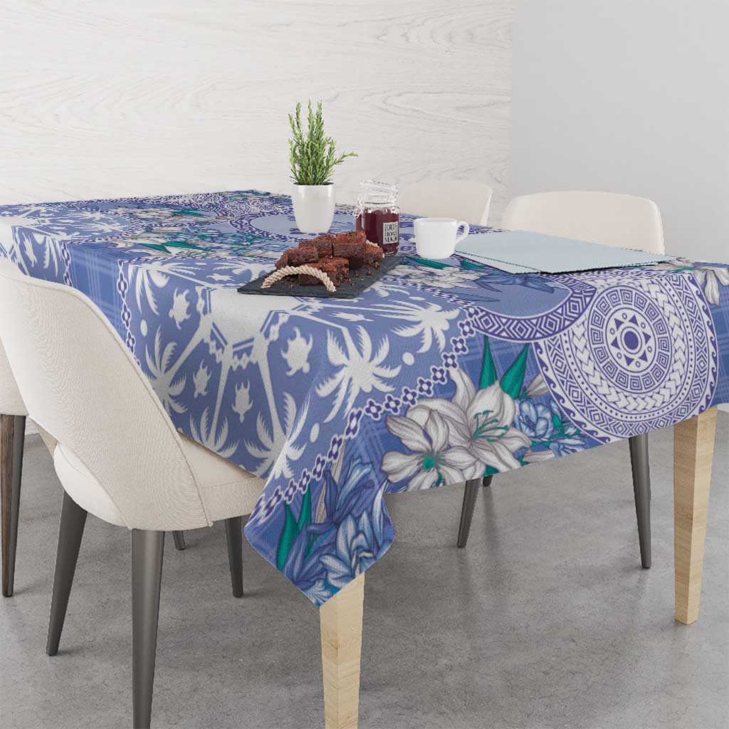 Hawaii Violet Palaka Tablecloth With Tapa Pattern Tropical Flowers - Polynesian Pride