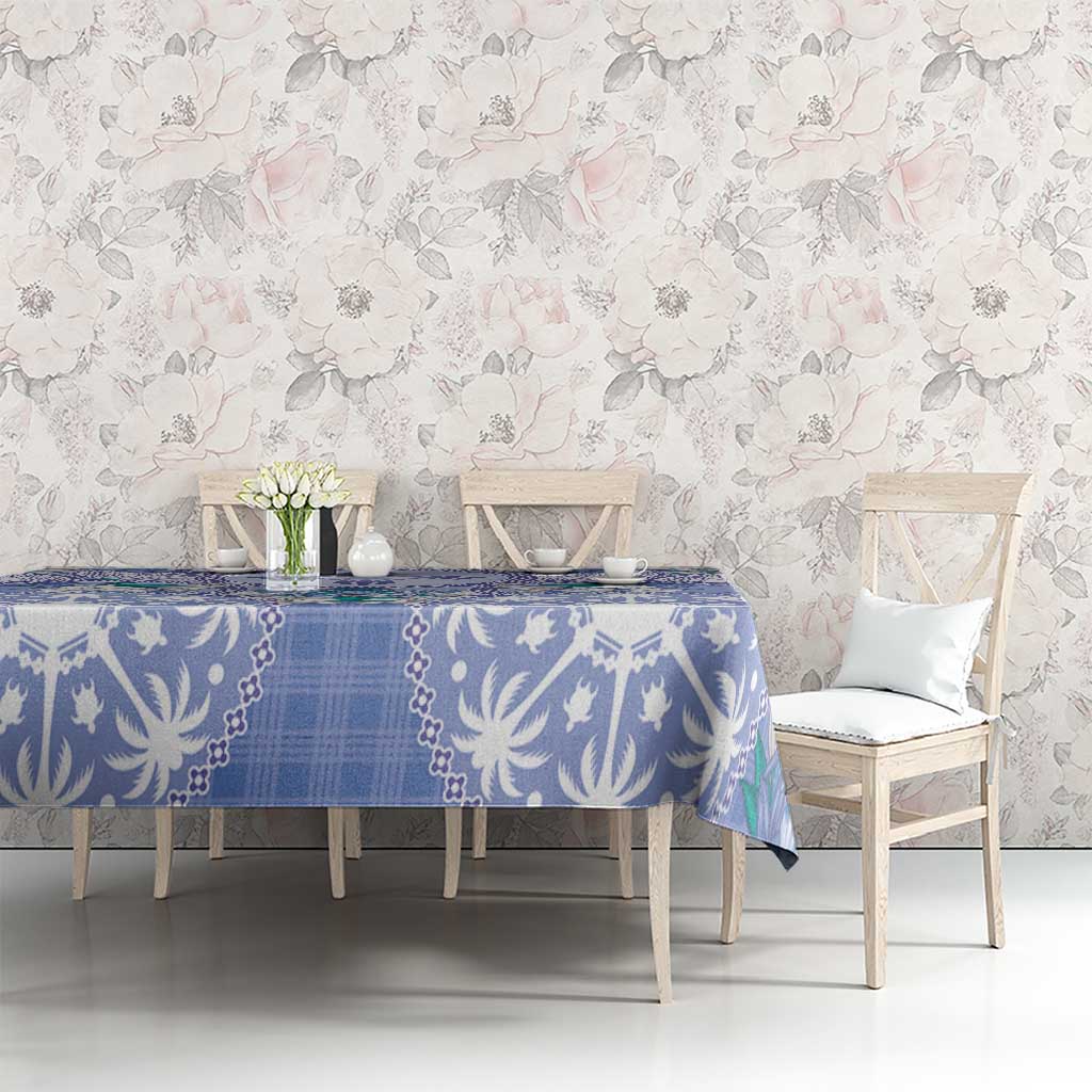 Hawaii Violet Palaka Tablecloth With Tapa Pattern Tropical Flowers - Polynesian Pride