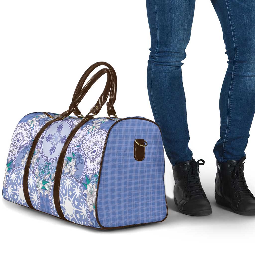 Hawaii Violet Palaka Travel Bag With Tapa Pattern Tropical Flowers - Polynesian Pride