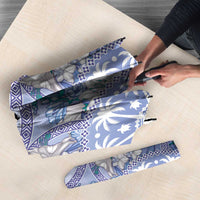 Hawaii Violet Palaka Umbrella With Tapa Pattern Tropical Flowers - Polynesian Pride