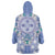 Hawaii Violet Palaka Wearable Blanket Hoodie With Tapa Pattern Tropical Flowers - Polynesian Pride