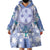 Hawaii Violet Palaka Wearable Blanket Hoodie With Tapa Pattern Tropical Flowers - Polynesian Pride