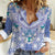 Hawaii Violet Palaka Women Casual Shirt With Tapa Pattern Tropical Flowers - Polynesian Pride